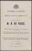 Uitnodiging voor de bijwoning van de aanvaarding door De Vries van het ambt van buitengewoon hoogleraar in de botanie in de faculteit der Wis- en Natuurkunde aan de Universiteit van Amsterdam op 15 oktober 1878, 1878
